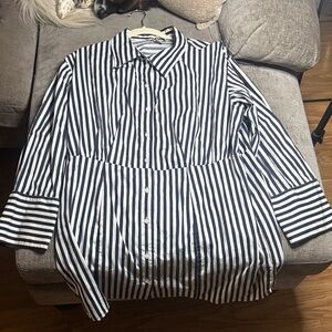 H&M Black and White Striped High Low Dress